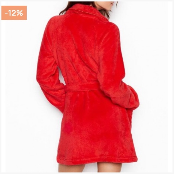 Victoria’s Secret Bright Cherry Red Plush Short Robe - Picture 2 of 7